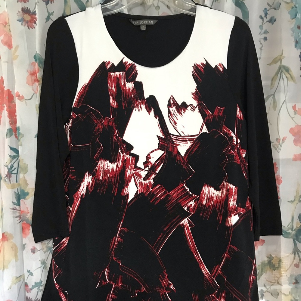 Long Sleeve dressy Black & Red Top